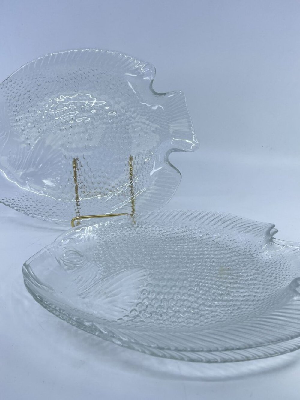vintage arcoroc fish shaped clear glass plates set of 3 made in france
